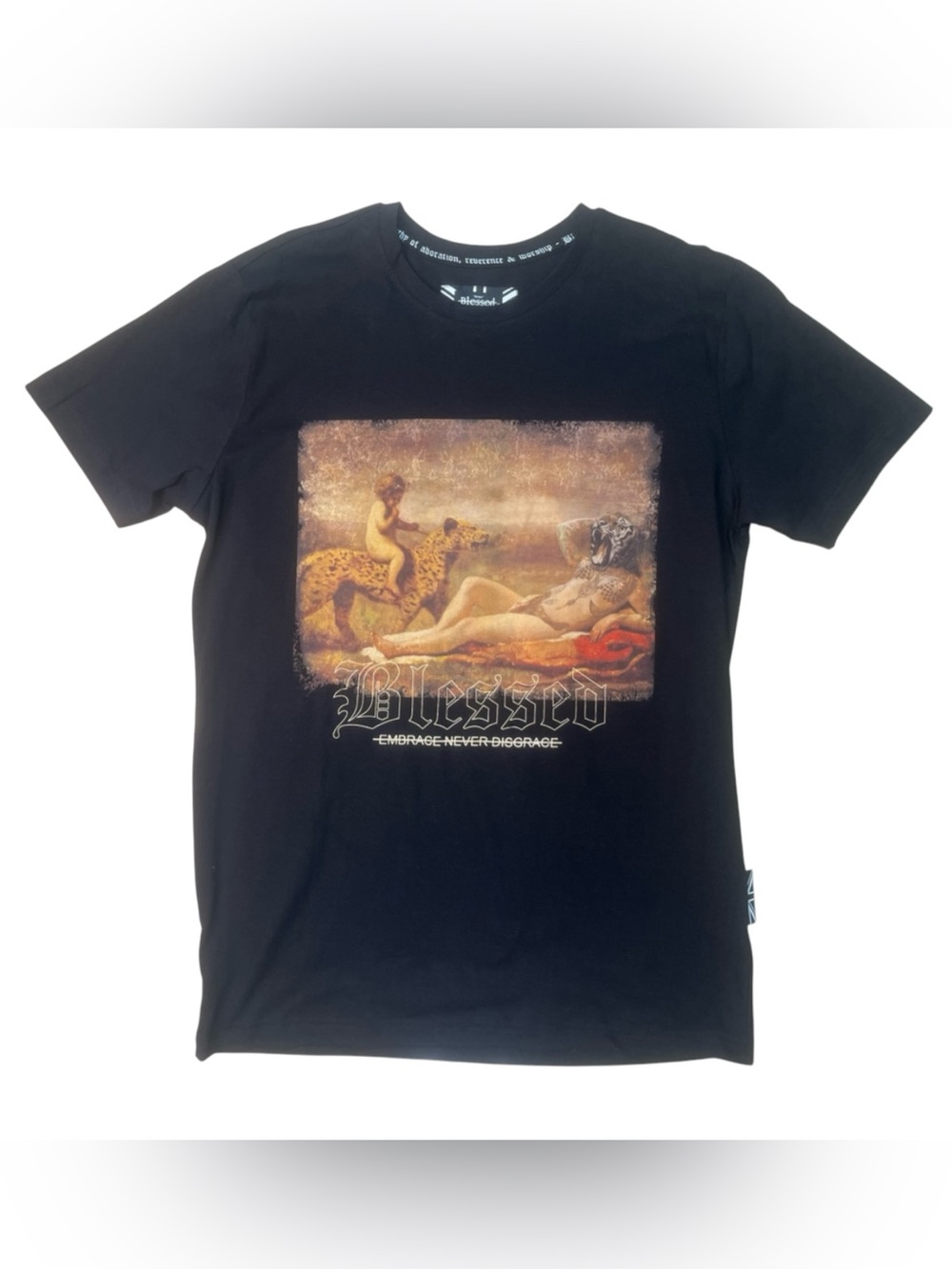 Sz M blessed brand Black Graphic Crewneck T-Shirt